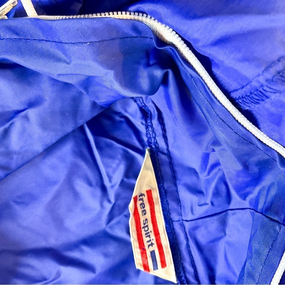 VINTAGE Free Spirit Cobalt Blue Wind Breaker - Retro Style - with Pockets - Picture 6 of 15